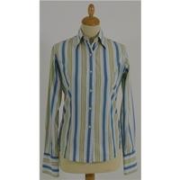 T.M. Lewin size 8 Colorful Multi Blues stripes long sleeved shirt