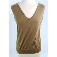 T.M. Lewin Size M Brown Cotton Sleeveless Jumper