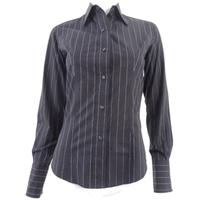T.M.Lewin Size 6 Black And White Striped Long Sleeved Shirt