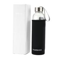 TOMSHOO Outdoor Sport Glass Water Bottle with Tea Filter Infuser Protective Bag Sleeve 550ml Eco-Friendly