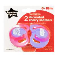 Tommee Tippee Decorated Cherry Pink/Lilac Soothers 6-18m 2