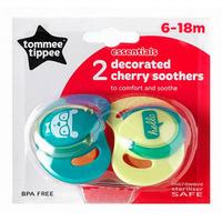 tommee tippee decorated greenyellow cherry soothers 6 18 months 2