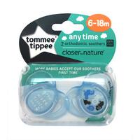 Tommee Tippee Anytime Soothers Blue (6-18Month)