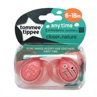 Tommee Tippee Anytime Soothers Pink (6-18Month)