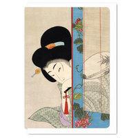 Toyohara Chikanobu\'s \'Beauty Holding Fan\' Greeting Card