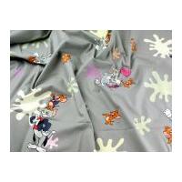 Tom & Jerry Print Cotton Disney Fabric Grey