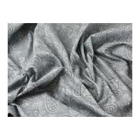 Tonal Paisley Print Cotton Poplin Dress Fabric Grey