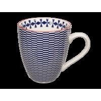 Tokyo Design Studio Geometric Eclectic Blue Stripes Mug
