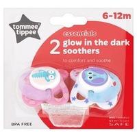 Tommee Tippee Essentials Glow in the Dark Soothers 6-12m