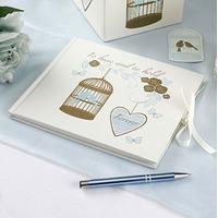 to have to hold birdcage and heart traditional guest book