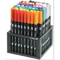 tombow dual brush marker set 96 piece set with desk stand 264877