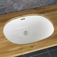 Torres White Oval Undercounter Ceramic Bathroom Basin 57cm by 40cm