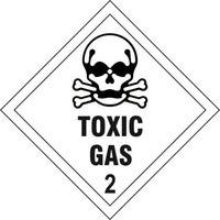 toxic gas 2 self adhesive sticky sign diamond 200 x 200mm