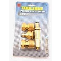 Toolzone 4pc Brass Hose Fitting Set
