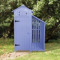 TOOL SHED WITH LOG STORE in Blue