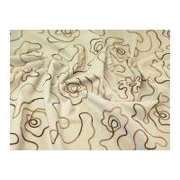 Tonal Embroidered Stretch Needlecord Dress Fabric Cream & Brown