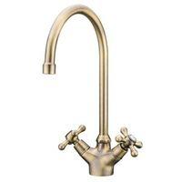 Torc Antique Brass Effect Twin Lever Tap