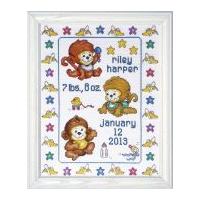 Tobin Baby Counted Cross Stitch Kit Monkeys in the Bed Sampler 27.5cm x 35cm