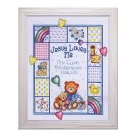 Tobin Baby Counted Cross Stitch Kit Jesus Loves Me Sampler 27.5cm x 35cm