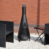 Tower Outdoor Black Chiminea