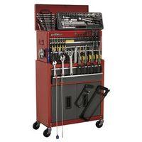 TOOL CHEST COMBINATION 6 DRAWER - BALL BEARING RUNNERS - RED/GREY WITH 128P