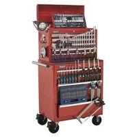 TOOL CHEST COMBINATION 10 DRAWER - BALL BEARING RUNNERS - RED WITH 146PC TOO