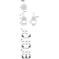 Toggle switch 250 Vac 3 A 2 x Off/On SCI TA201A1 latch 1 pc(s)