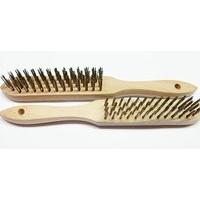Toolzone Br001 New Large 4 Row Wire Brush With Wooden Handle Set Of Two (2)
