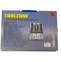 toolzone 110 piece alloy steel tap die set