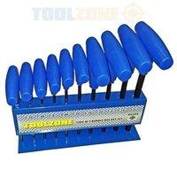 Toolzone 10pc Af T Handle Hex Keys Set Hx016