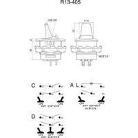 Toggle switch 250 Vac 6 A 2 x On/Off/On SCI R13-405D-05 latch/0/latch 1 pc(s)