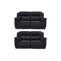 Touch Pair of Leather Manual Recliner 2 Seater Sofas