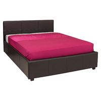 Toronto Leather Ottoman Bed and Eco Memory Foam Mattress Single Brown
