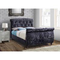 Toulouse Fabric Sleigh Bed Frame Black Kingsize