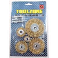 Toolzone 5pc Flat Wire Wheels For Drill