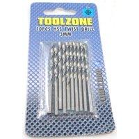 toolzone 3mm 10pc high speed steel drills