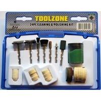 Toolzone 24pc Mini Cleaning & Polishing Brushes And Wheels For Rotary Tools