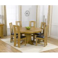 Torres 150cm Solid Oak Round Pedestal Dining Table with Lyon Chairs