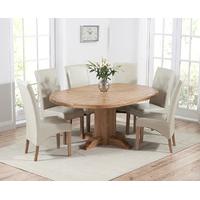 Torres Solid Oak Extending Pedestal Dining Table with Canberra Chairs