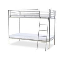 Torquay Metal Bunk Bed and Memory Foam Support 250 Mattresses with Pillows White