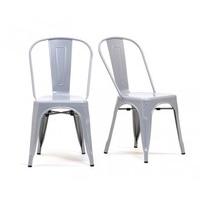 Tolix Industrial Style Grey Dining Chairs (Pair)