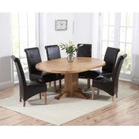 Torino Solid Oak Extending Pedestal Dining Table with Kentucky Chairs