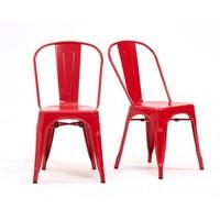 Tolix Industrial Style Red Dining Chairs (Pair)