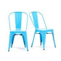 Tolix Industrial Style Light Blue Dining Chairs