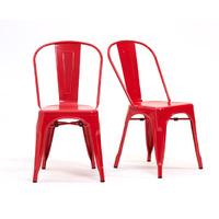 Tolix Industrial Style Red Dining Chairs