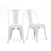 Tolix Industrial Style White Dining Chairs