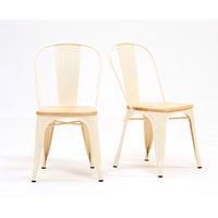 Tolix Industrial Style Oak and Cream Dining Chairs