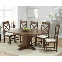 Torino Dark Solid Oak Extending Pedestal Dining Table with Cheshire Chairs