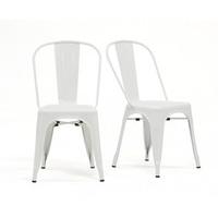 Tolix Industrial Style White Dining Chairs (Pair)