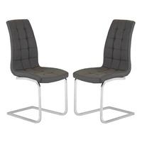 Torres Dining Chair In Grey Faux Leather in A Pair
